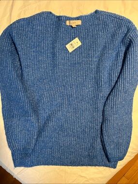 LOFT Blue Marled Crewneck Sweater